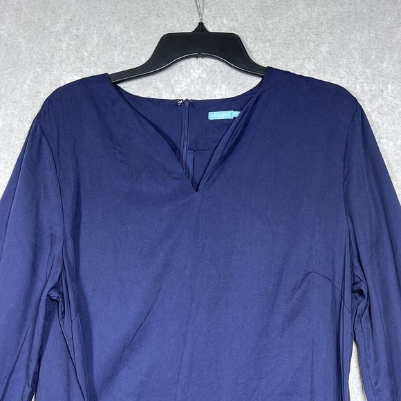 J. McLaughlin Dress Womens X-Large Blue V Neck 3/4 Sleeve Knee Length Back Zip - Picture 2 of 12